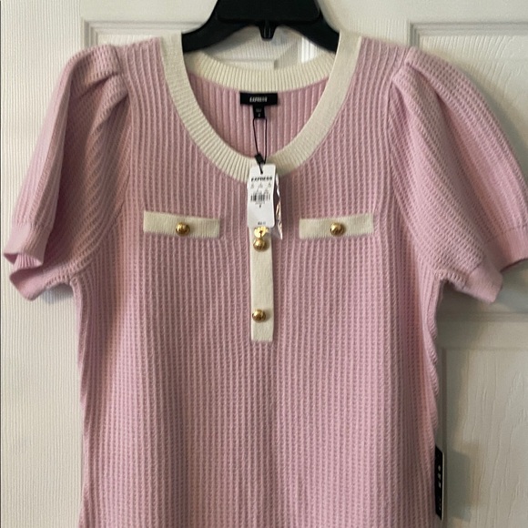 Express Light Pink Knit Mini Dress length 36” pit to pit 34” so beautiful dress - Picture 5 of 8